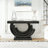 43in Luxury Glam Mirrored Console Table Crushed Diamond Inlay Entryway Table with Circular Base Modern Black Mirror Sofa Accent Table for Foyer Living Room Home Decor-1834209867