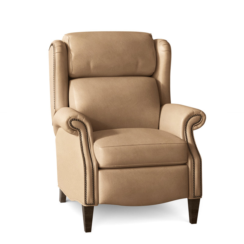 Miller Recliner, Aline Fumo Genuine Leather, Cobblestone, Natural