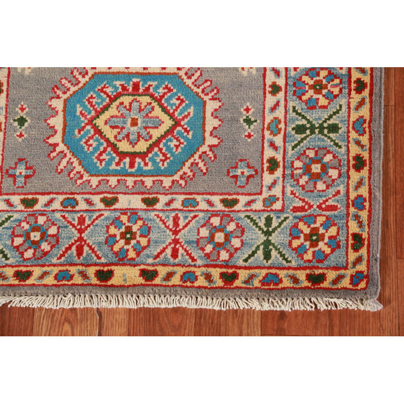 Tapis gris géométrique Kazak