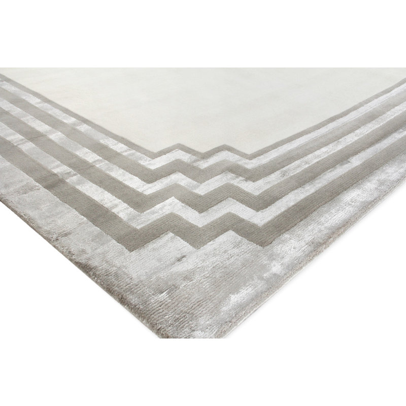 Vero Geometric Area Rug, Ivory/Silver/Dark Gray, Rectangle 10' x 14'