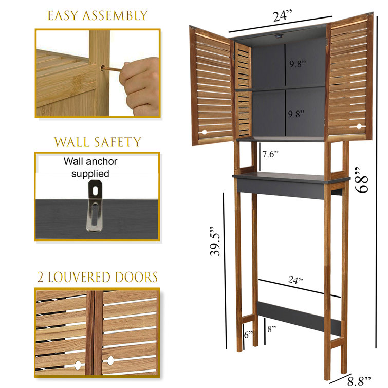 Evideco Wall-Mounted Sink Floor Cabinet Elements Acacia - Gray Wood