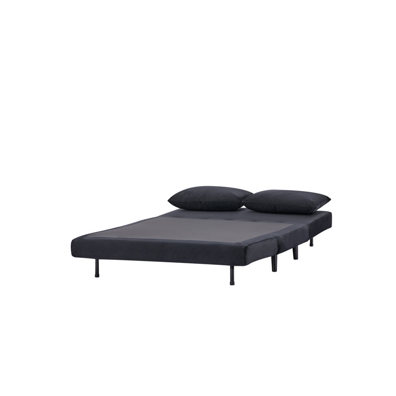 Aljoharah Queen 121cm Velvet Futon And Mattress, Black