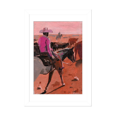Rose, cowboy - reproduction d'art mural - papier d'art encadré