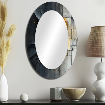 Dream Fragments Of Wood Stone Petal II - Gold Modern Oval Wall Mirror