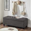 Banc de rangement rembourré capitonné à boutons, banc d'entrée en tissu de lin avec pieds en bois fuselés, banc de lit - gris foncé-1797221526