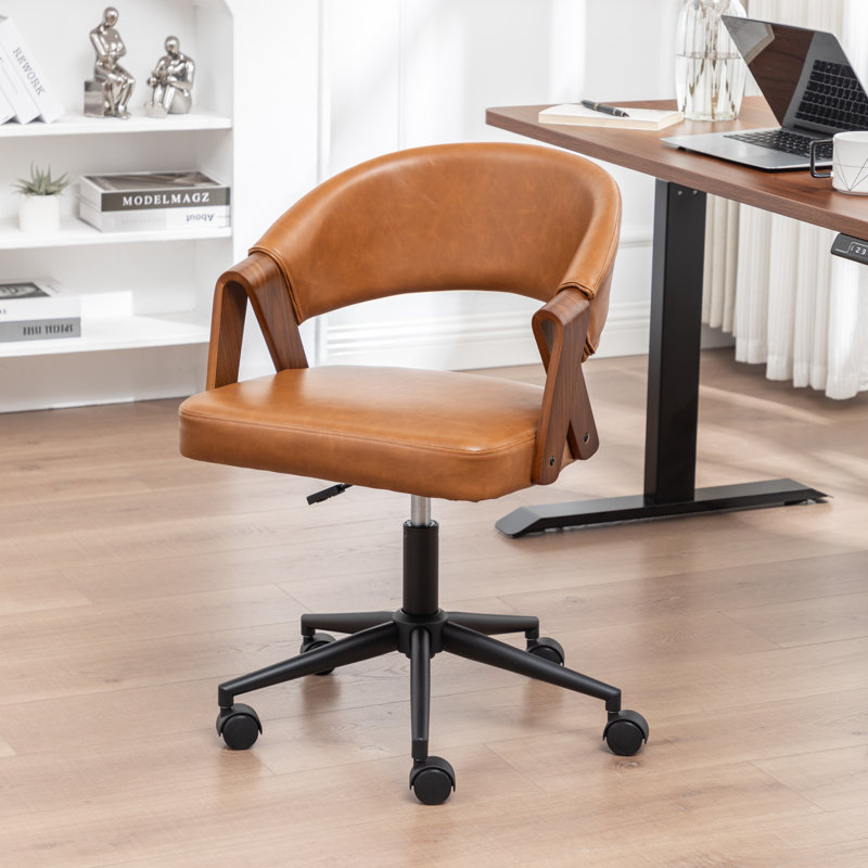 Martha Faux Leather Swivel Office Chair, Brown