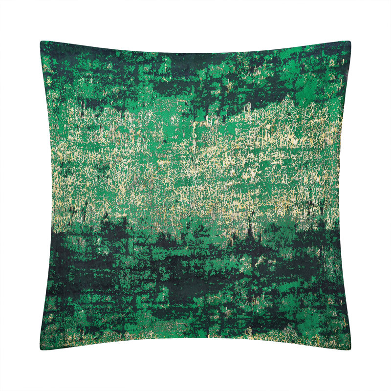  Glam Jacquard & Velvet Throw Square Accent Pillow Cover 20"x20" 1Piece, Green/Gold