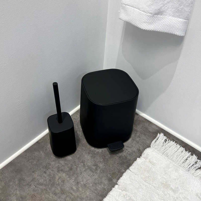Toilet brush with replaceable brush, black
