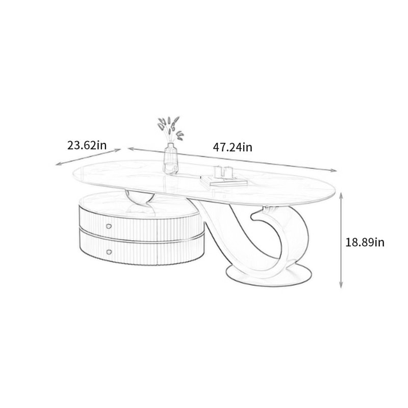 Table basse moderne minimaliste à panneau Wind Rock