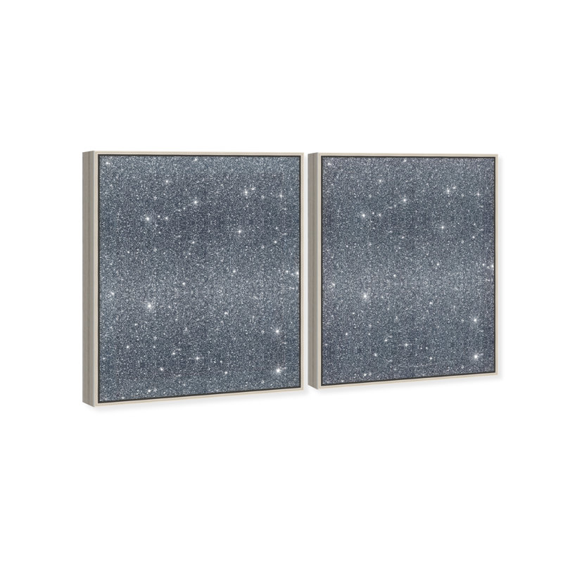 Deep Blue Set Canvas Abstract Print by Oliver Gal, Black Frame, 16 x 20, 17"H x 21"W, Silver Floater Frame