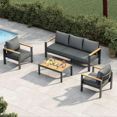 5-Seated Aluminum Patio Conversation Set with Thick Cushions & Coffee Table – Ideal for Porch, Deck, or Yard
