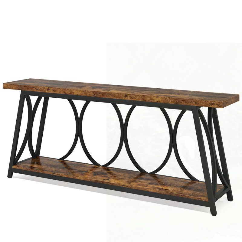 Farmhouse Console Table, Brown, Black