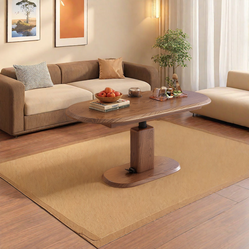 Table basse réglable en bois massif, Brun