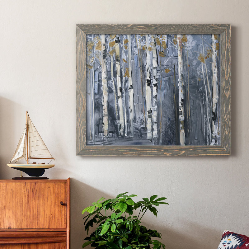 Modern Birch - Reproduction d'art sur toile encadrée, Gris, H 20 po x l 17 po x P 1,5 po