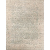 Hand Knotted Abstract Area Rug in Teal/Silver