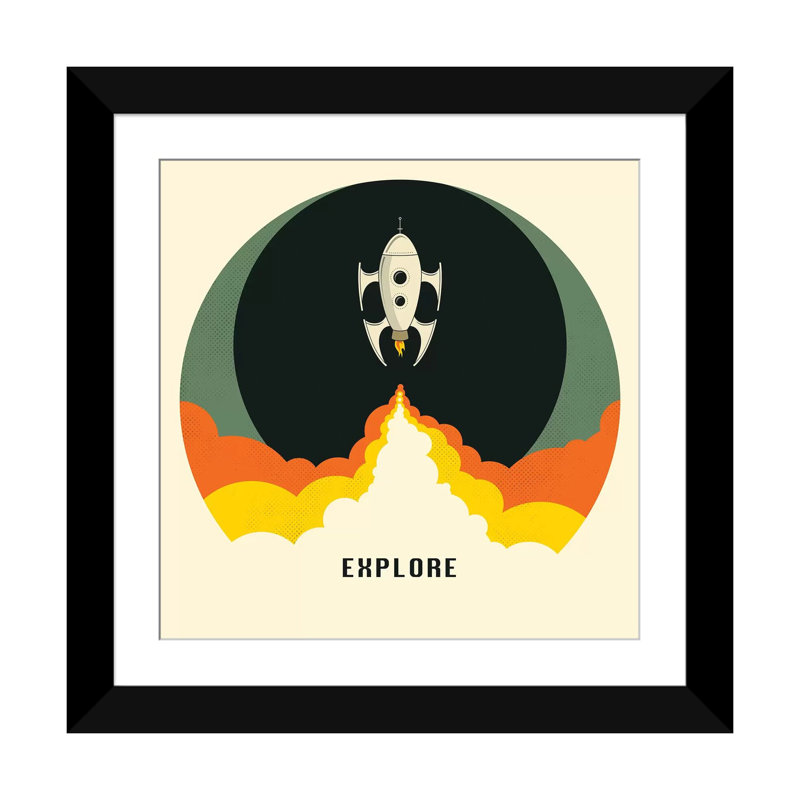 «Explore I», impression sur toile, Papier d'art encadré noir, H 24 po x l 24 po x P 1 po, Blanc
