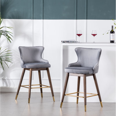 2 tabourets à hauteur de comptoir, revêtus de tissu texturé de velours fin et de mousse dense, pour un siège apaisant