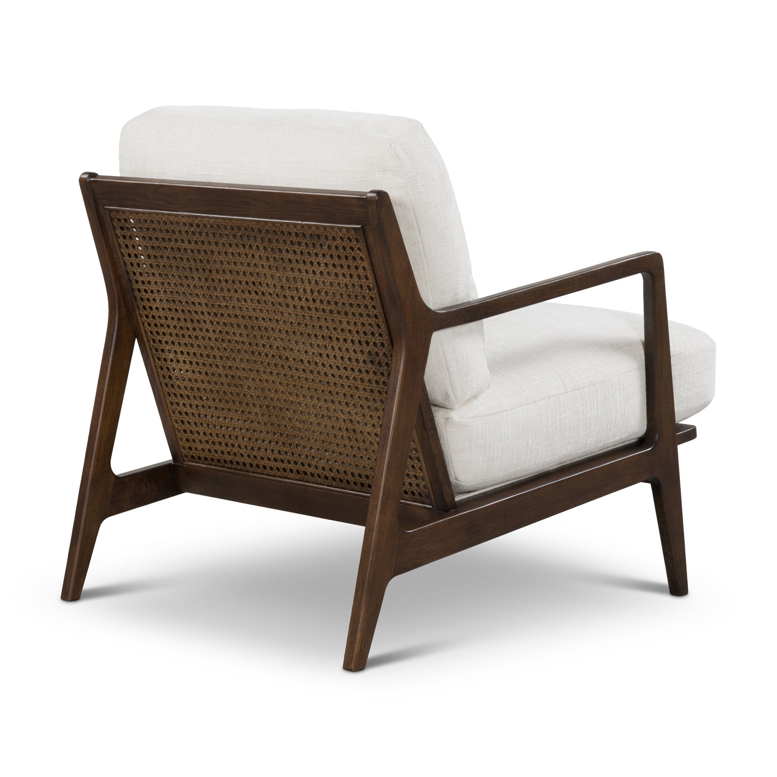 Carmelo Genuine Leather Armchair, Crosshatch Cream Basketweave/Walnut