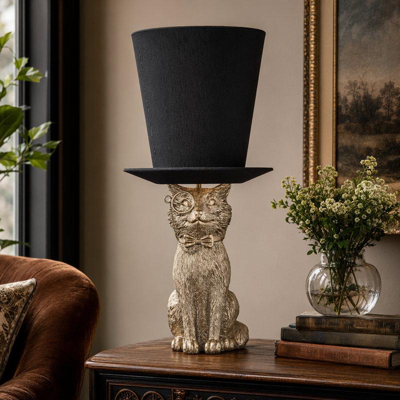 22" Resin Table Lamp With Black Shade