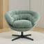 Fauteuil de bureau moderne en chenille, fauteuil club pivotant à 360 ° / fauteuil d'appoint avec coussin amovible, fauteuil de bureau rond, base en métal noir, matériau en coton, salon, chambre à coucher, coin lecture, bureau (vert)-108845038