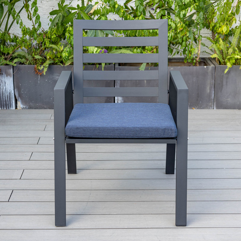 Fauteuil de patio moderne Letendre, Bleu anthracite, Simple