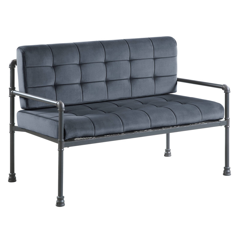 Hauteur du dossier : 16 pouces. Coussin d'assise amovible en velours gris avec structure métallique et structure métallique.