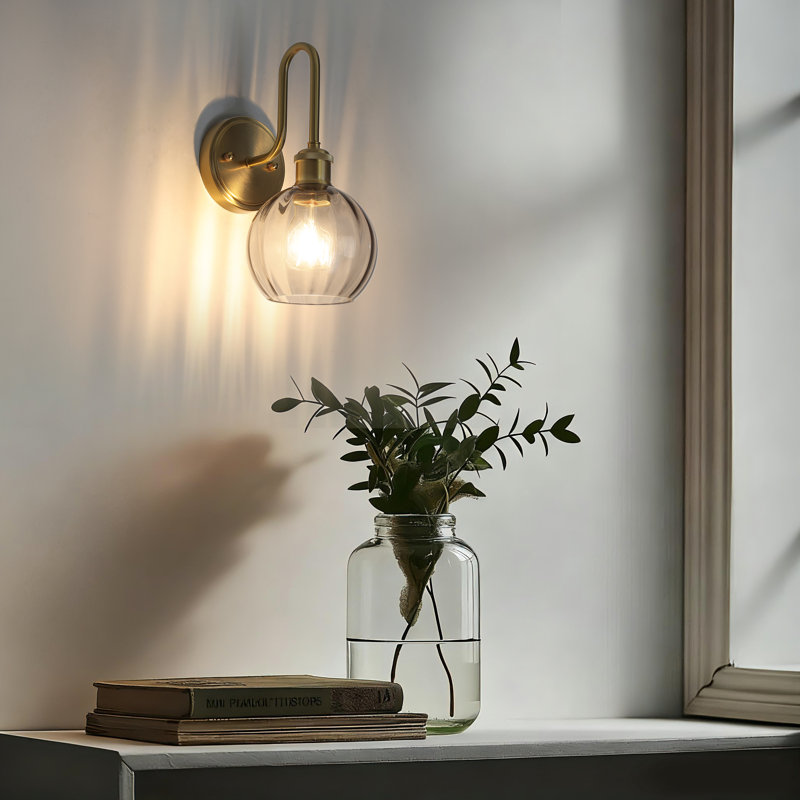 1-Light Dimmable Armed Sconce , Gold