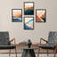 Ensemble encadré de 4 paysages encadrés sur papier orange et bleu-93012712-93012710