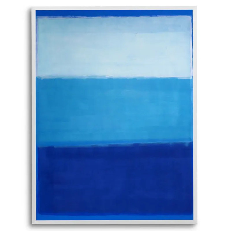 Blue Homage To Rothko by Drew Gaffney, 34" H x 26" W x 2" D, White Floater Framed Canvas, No Mat