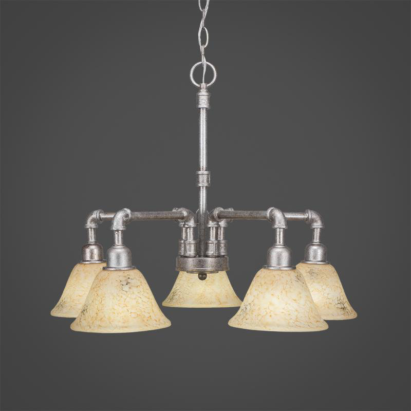 Lustre rétro avec 5 lumières Eilif, Argent vieilli
