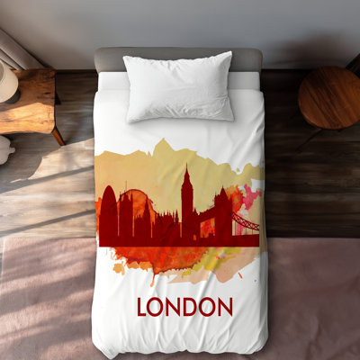 Paint Splash Silhouette of London - Retro Duvet Cover | Home Decor