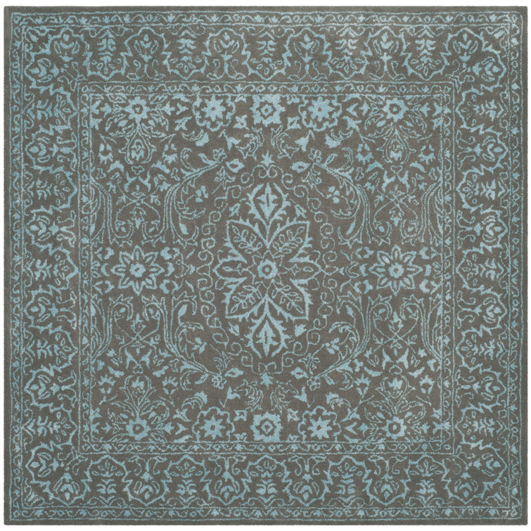 Samaniego Hand Tufted Viscose/Wool Oriental Rug in Blue/Dark Gray