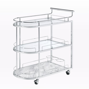 Vienna Chrome & Clear Glass Serving Cart