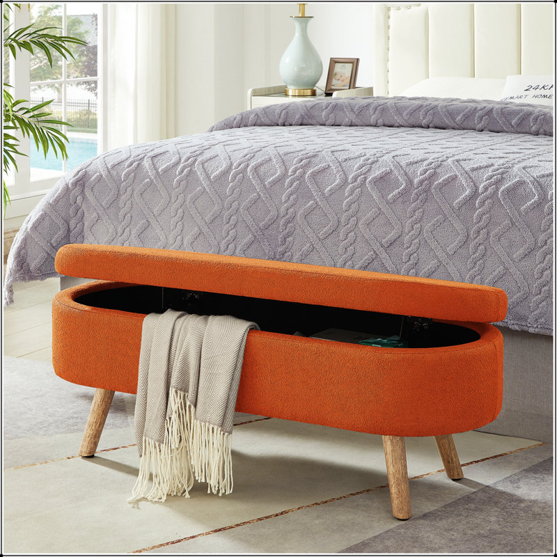 Banc de rangement avec repose-pieds ovale Luxury, Orange