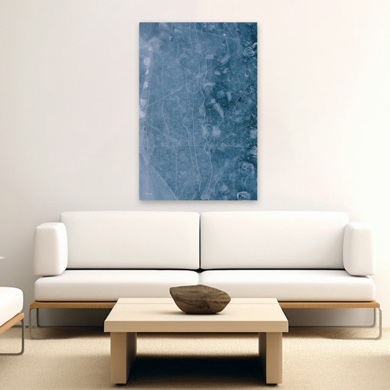 Étude de glace n ° 2 - Art contemporain lac gelé abstrait, fissures de glace, H 60 po x l 40 po