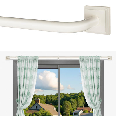 Curtain Rods For Windows  Heavy Duty Wrap Around Blackout Curtain Rods,Adjustable Room Darkening Drapery Rod  (White)