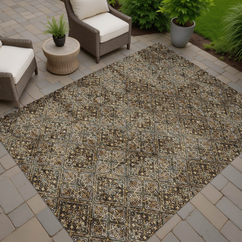Machine Washable Indoor/Outdoor Chantille ACN2692 Casual Rug, 10' x 14', Chocolate