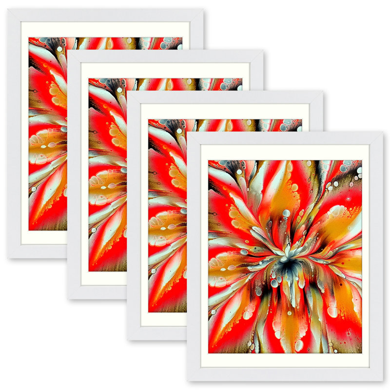 White Picture Frame - Set of 4 with Mat