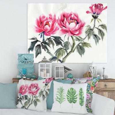 Branche de pivoines mauves rétro - reproduction sur toile