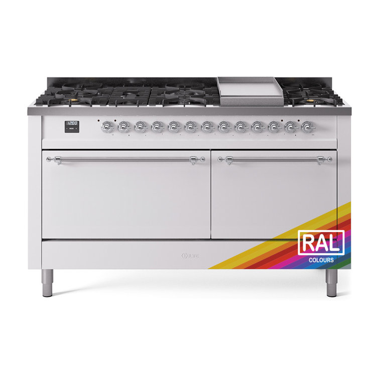 ILVE Nostalgie II 60 in Dual Fuel Range, 9 Burner, Griddle
