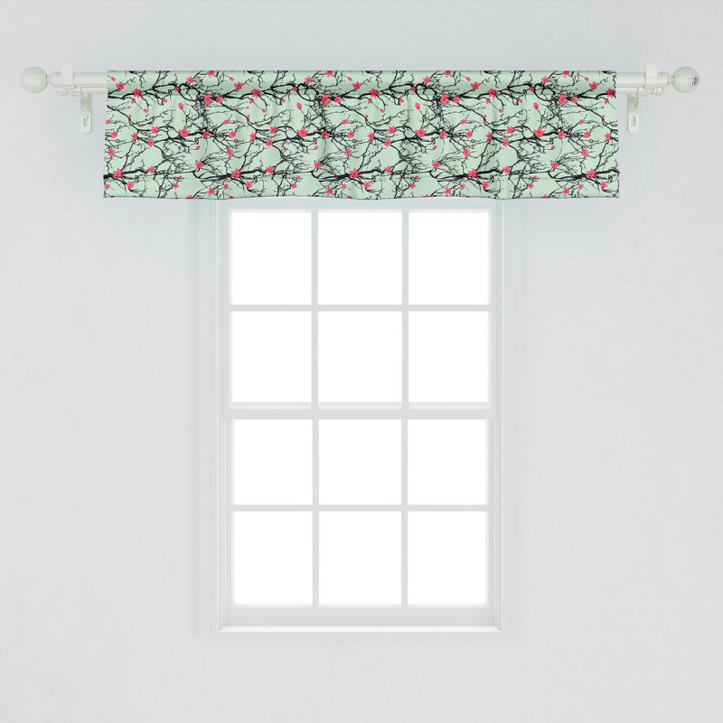 Ambesonne paquet de 2 cantonnières florales japonaises Sakura vert menthe rose, L 54 po x L 12 po