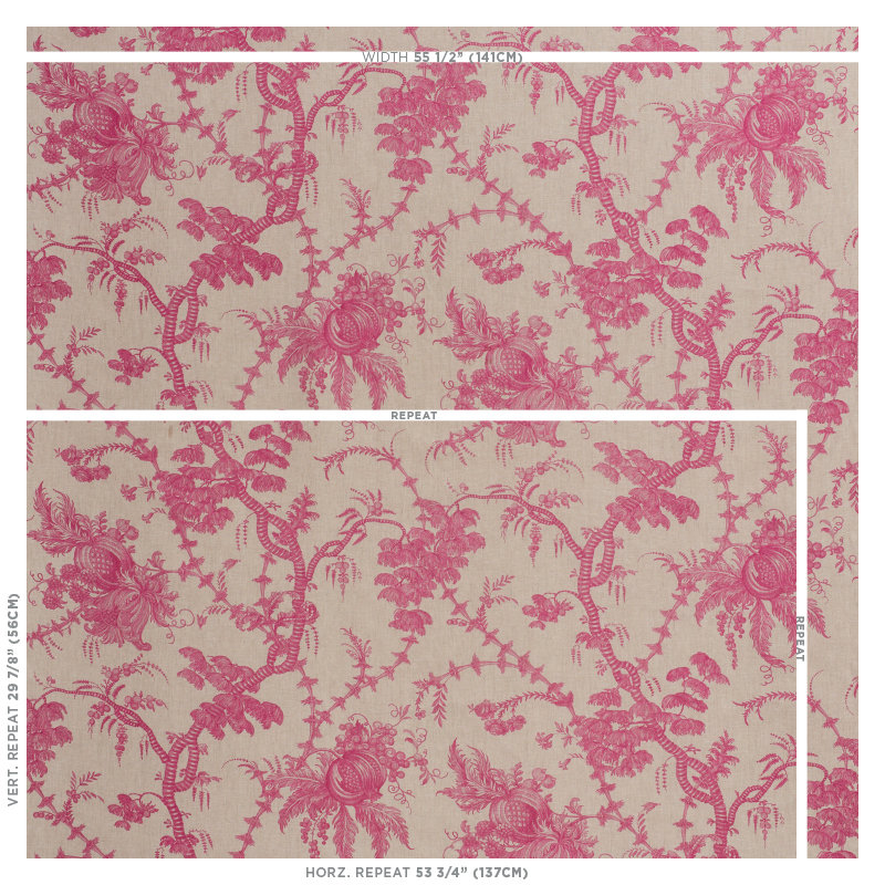 San Cristobal Toile Fabric, Magenta