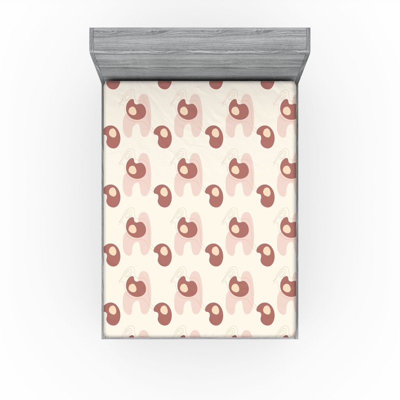 Drap-housse à motif floral Ambesonne, Drap-housse de taille très grand, Coquille d'œuf, champagne / floral