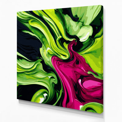 Aquarelle abstraite 88, art mural sur toile verte