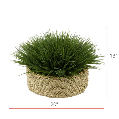 Faux Grass in Wicker/Rattan Basket