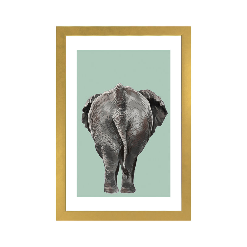 Art de bout éléphant, H 24 po x l 16 po x P 1 po, Papier encadré doré