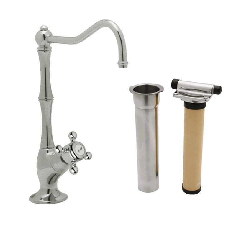 Acqui® Filter Single Handle Kitchen Faucet, Polished Chrome, Metal mini cross
