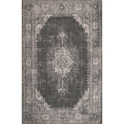 Keltner Oriental Machine Woven Cotton/Polyester Area Rug in Gray