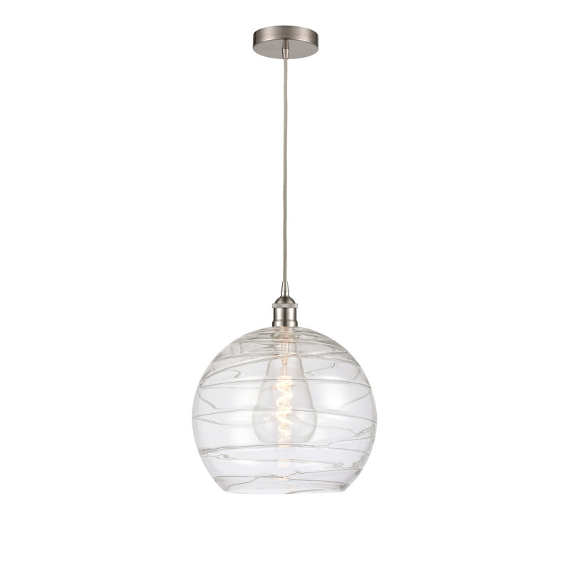 1 - Light Single Globle Pendant, 15.88" H x 13" W x 13" D, Brushed Satin Nickel, Light Smoke