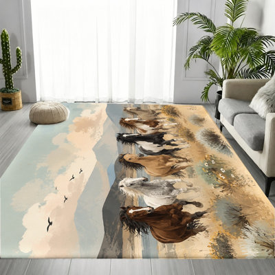 Tapis de course à pied, motif artistique scénique, tapis de sol antidérapant résistant à l'usure, décoration intérieure pour le salon, la chambre à coucher, le vestibule, la porte d'entrée, la cuisine, le balcon, appartement